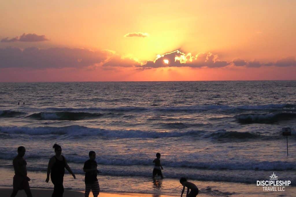 Mediterranean sunset, Netanya, Israel photo