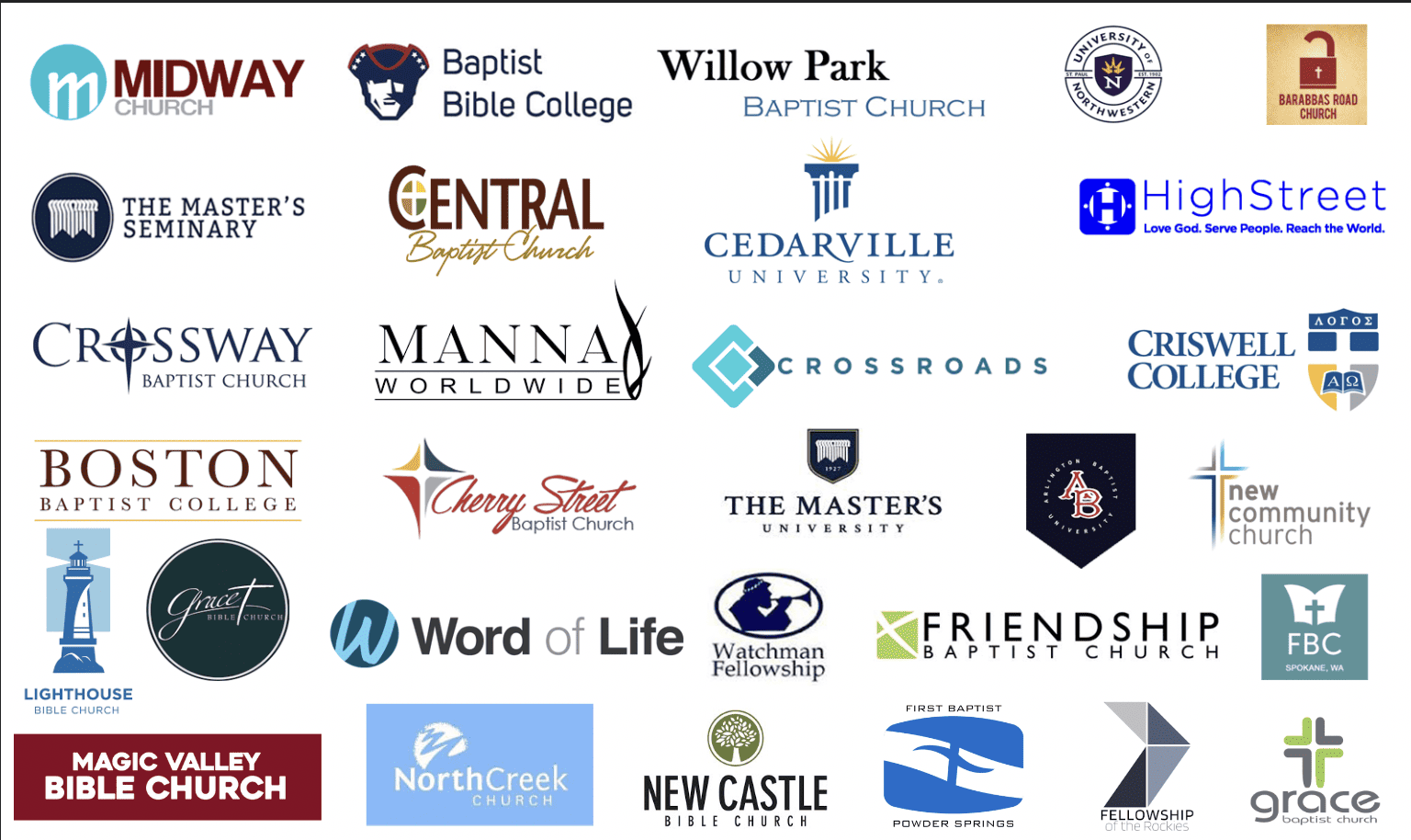 Photo collage of Discipleship Travel clients' logos.